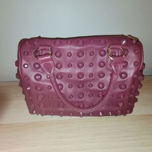 Elegant Burgundy Studded Handbag